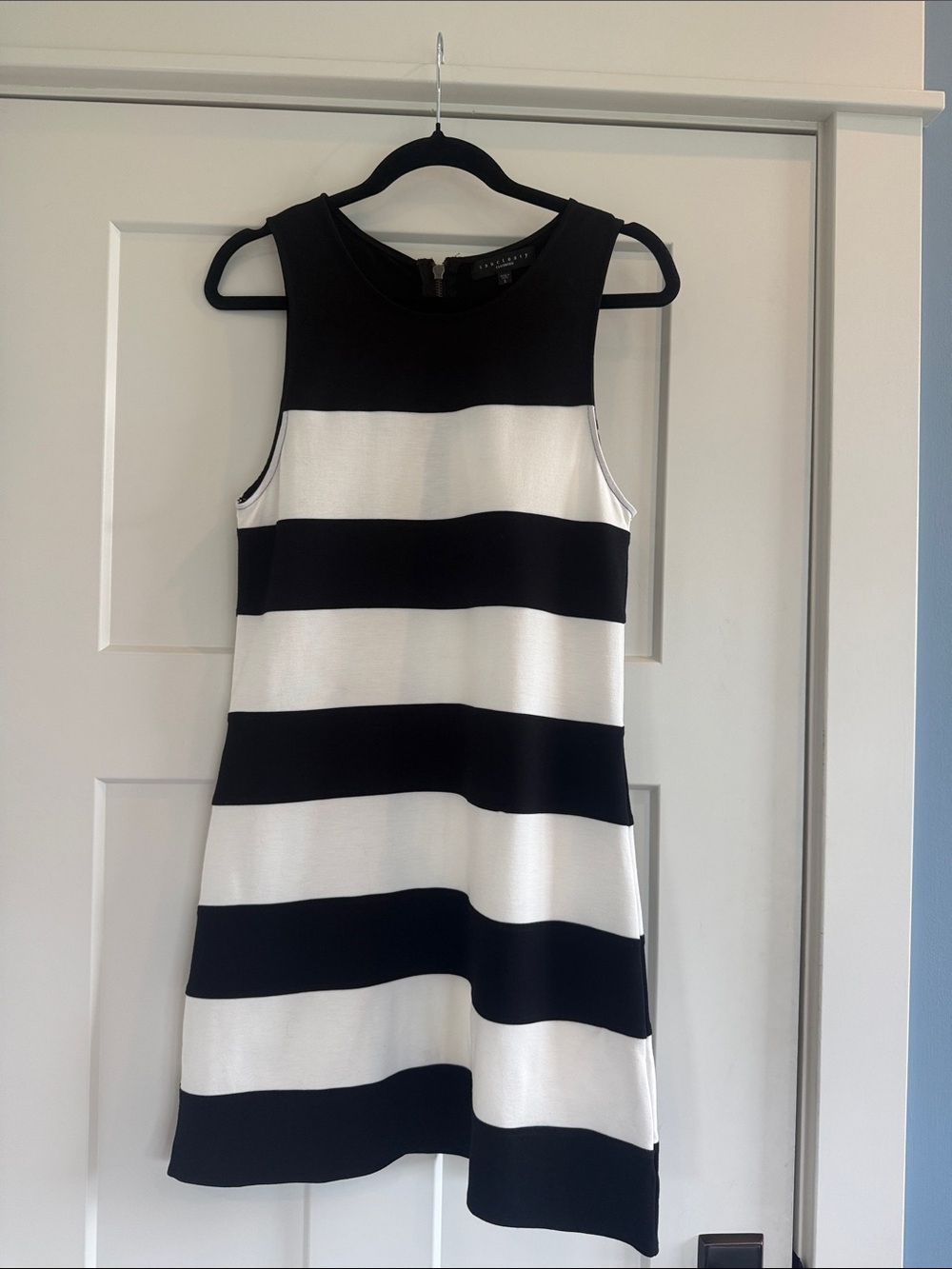 Sanctuary Black and White Striped Sleeveless Shift Dress L